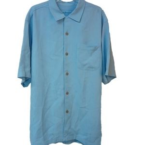 Tommy Bahama Silk Shirt Men's Blue SM Textured NWT